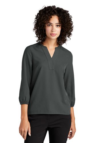 MERCER+METTLE Women's Stretch Crepe 3/4-Sleeve Blouse image thumbnail