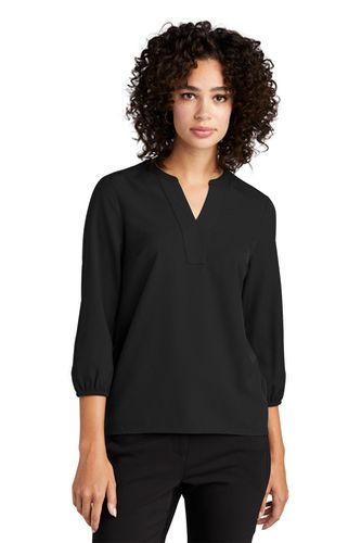 MERCER+METTLE Women's Stretch Crepe 3/4-Sleeve Blouse image thumbnail