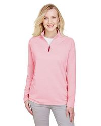 Image of Women's CrownLux Performance® Clubhouse Micro-Stripe Quarter-Zip Pullover 