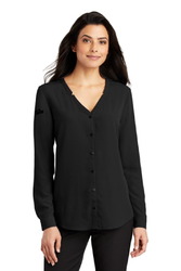 Image of Port Authority Ladies Long Sleeve Button-Front Blouse
