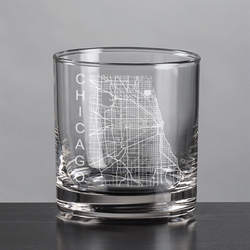 Image of Chicago Map - Aristocrat Etched Rocks Glass