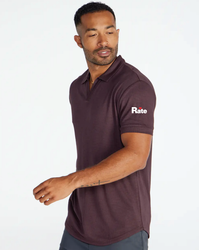 Image of Ribbed Plum Short Sleeve Open V Polo