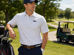 Image of Fairway & Greene Men's Faxon Stripe Polo - White