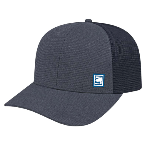 Ribbed Tri-Blend Trucker Mesh Back Cap - Heather Navy/Navy image thumbnail