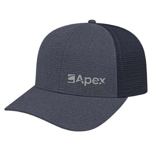 Ribbed Tri-Blend Trucker Mesh Back Cap - Heather Navy/Navy image thumbnail