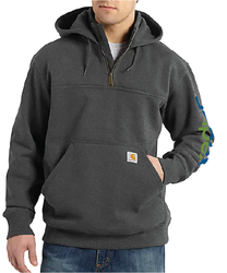 Image of Carhartt Rain Defender® Paxton Heavyweight Hooded Zip Mock Sweatshirt w/Left Sleeve Logo