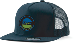 Image of Traditional 5-panel Pro Trucker Cap - Solid Blue Black