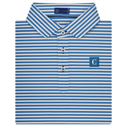 Image of Stitch Men's Club Stripe Polo in Blue Suede