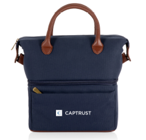 Urban Lunch Bag Cooler-Blue w/Brown Accents  image thumbnail