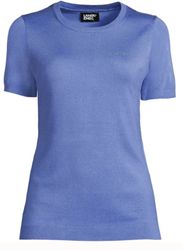 Image of Women's Short Sleeve Performance Fine Gauge Jewelneck Sweater-True Blue