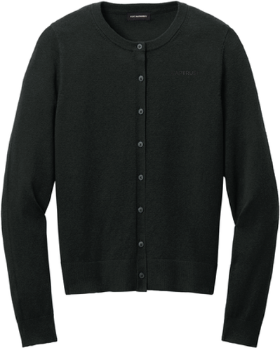 Port Authority® Women’s Easy Care Crewneck Cardigan Sweater Deep Black image thumbnail