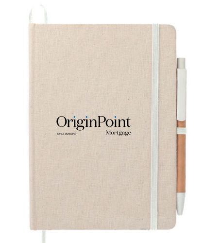 5" x 7" Organic Cotton Bound Notebook w/Pen - OPM image thumbnail