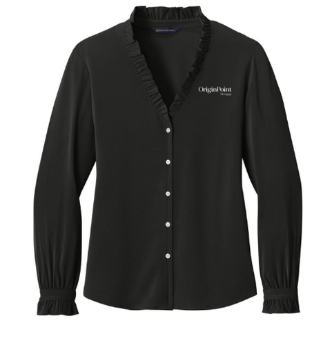 Brooks Brothers Women's Long Sleeve Ruffle Collar Blouse image thumbnail