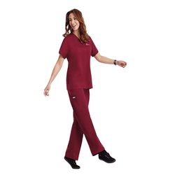Image of Ladies' Scrubs - Top and Bottom Set - Burgundy
