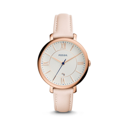 Image of Fossil - Jacqueline Three-Hand Date Pastel Pink Leather Watch