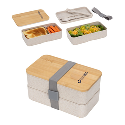 Image of Double Decker Lunch Box with FSC® Bamboo Lid & Utensils