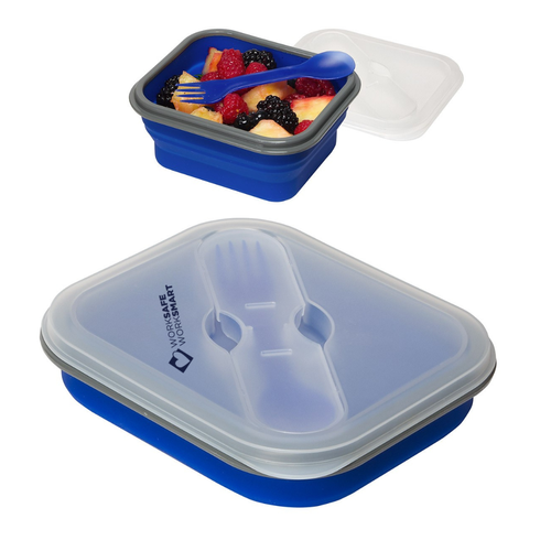 Collapsible Silicone Lunch Box with Fork & Spoon image thumbnail