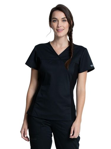 Cherokee - Workwear Revolution - Women's V-Neck Knit Panel Top image thumbnail Cherokee - Workwear Revolution - Women's V-Neck Knit Panel Top image thumbnail