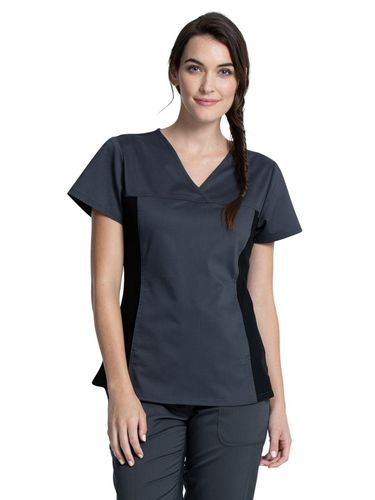 Cherokee - Workwear Revolution - Women's V-Neck Knit Panel Top image thumbnail Cherokee - Workwear Revolution - Women's V-Neck Knit Panel Top image thumbnail