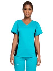 Image of Cherokee - Workwear Revolution - Women's V-Neck Knit Panel Top