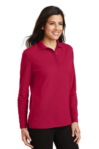 Port Authority Women's Silk Touch Long Sleeve Polo. L500LS image thumbnail