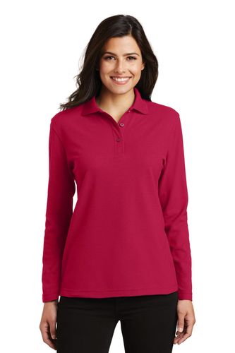 Port Authority Women's Silk Touch Long Sleeve Polo. L500LS image thumbnail