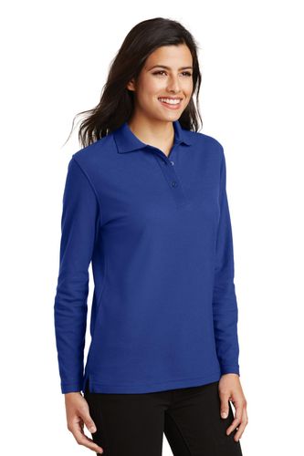 Port Authority Women's Silk Touch Long Sleeve Polo. L500LS image thumbnail
