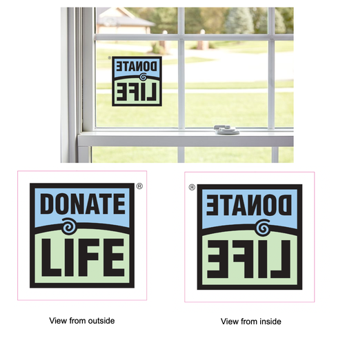 4 x 4 Donate Life Inside Window Cling image thumbnail