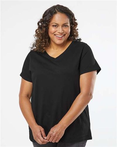 LADIES LAT Curvy Collection Fine Jersey V-Neck Tee - 3817 image thumbnail