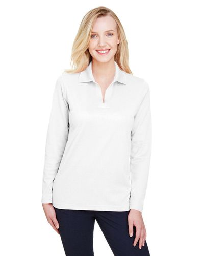 LADIES Devon & Jones CrownLux Performance Plaited Long Sleeve Polo - DG20LW image thumbnail