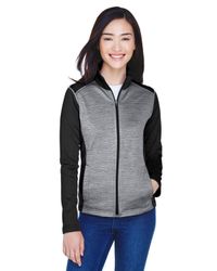 Image of LADIES Devon & Jones Newbury Colorblock Mélange Fleece Full Zip - DG796W