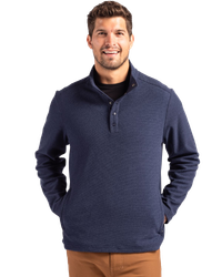 Image of MEN'S Cutter & Buck Hunts Point Eco Textured Fleece Recycled Snap Pullover - MCK01324