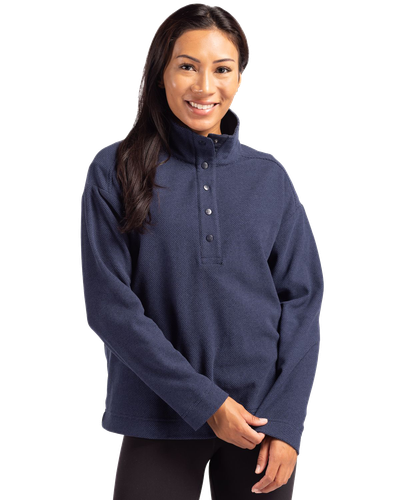 LADIES Cutter & Buck Hunts Point Eco Textured Fleece Recycled Snap Pullover - LCK00180 image thumbnail