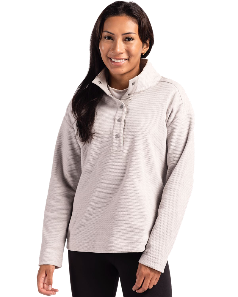LADIES Cutter & Buck Hunts Point Eco Textured Fleece Recycled Snap Pullover - LCK00180 primary image