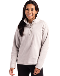 Image of LADIES Cutter & Buck Hunts Point Eco Textured Fleece Recycled Snap Pullover - LCK00180