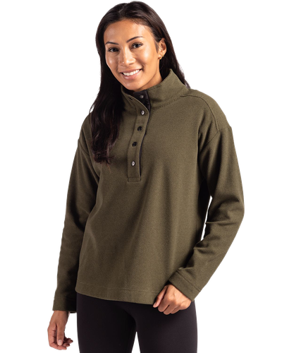 LADIES Cutter & Buck Hunts Point Eco Textured Fleece Recycled Snap Pullover - LCK00180 image thumbnail