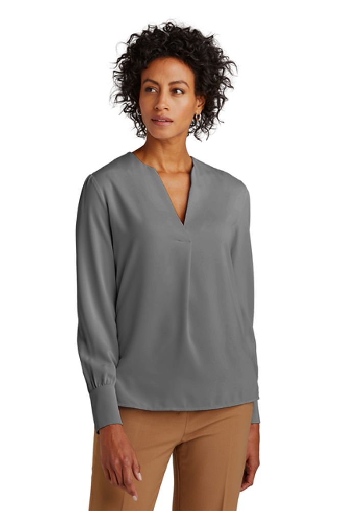 LADIES Brooks Brothers Open-Neck Satin Blouse - BB18009 primary image