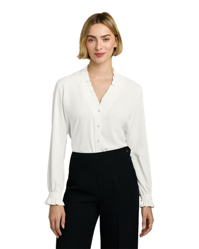 LADIES Brooks Brothers Ruffle Collar Blouse - BB18011_1Clr image thumbnail LADIES Brooks Brothers Ruffle Collar Blouse - BB18011_1Clr image thumbnail