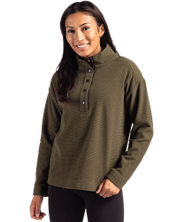 Image of LADIES Cutter & Buck Hunts Point Epic Comfort Textured Fleece Recycled Snap Pullover - LCK00180_1Clr
