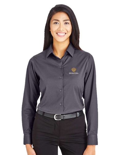 LADIES Devon & Jones CrownLux Performance Tonal Mini Check Dress Shirt - DG535W_2Clr image thumbnail