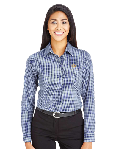 LADIES Devon & Jones CrownLux Performance Tonal Mini Check Dress Shirt - DG535W_2Clr image thumbnail