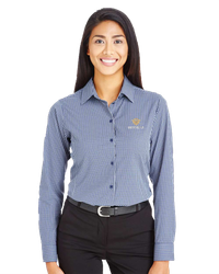 Image of LADIES Devon & Jones CrownLux Performance Tonal Mini Check Dress Shirt - DG535W_2Clr