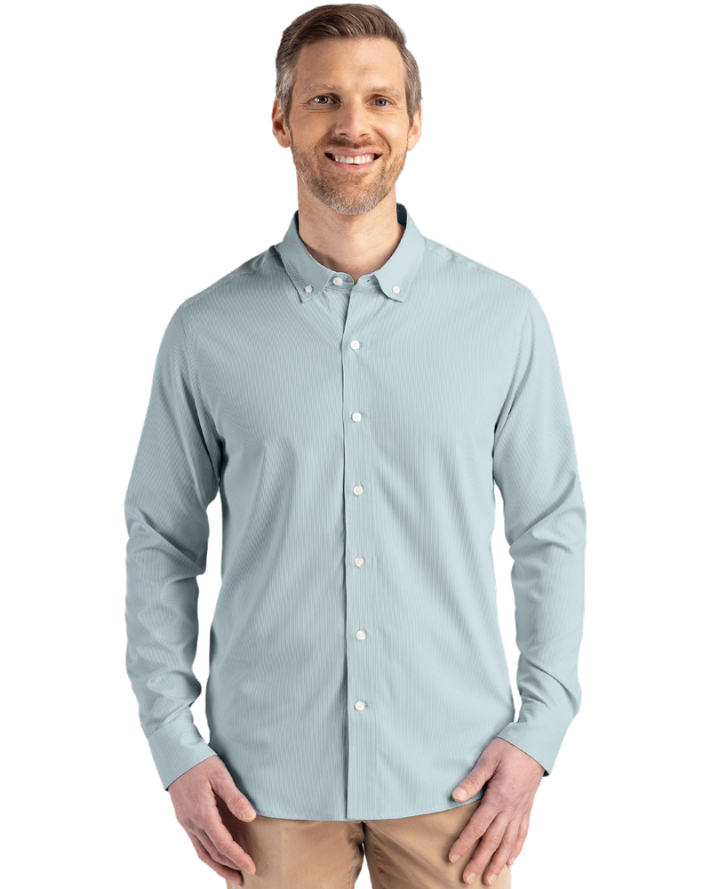 MEN'S Cutter & Buck Skyline Epic Confidence Recycled Pinstripe Dress Shirt - MCW00237_1Clr primary image