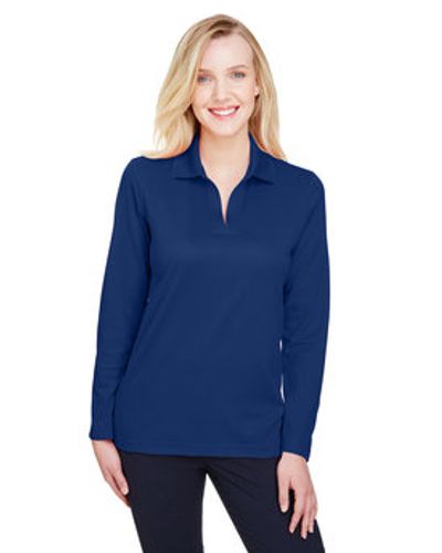 Devon & Jones CrownLux Performance  Ladies' Plaited Long Sleeve Polo image thumbnail