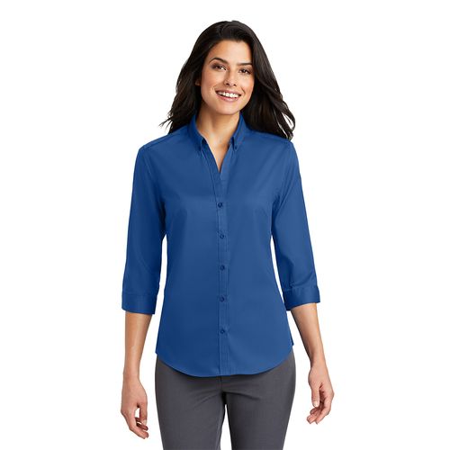 Port Authority® Ladies 3/4-Sleeve SuperPro™ Twill Shirt image thumbnail