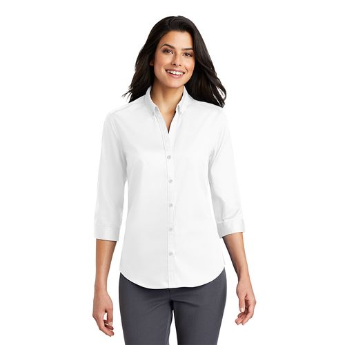 Port Authority® Ladies 3/4-Sleeve SuperPro™ Twill Shirt image thumbnail