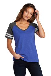 Image of District Women's V-Neck Fan Tee - Embroidered Logo