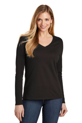 District Women's Long Sleeve V-Neck Tee - Embroidered Logo image thumbnail