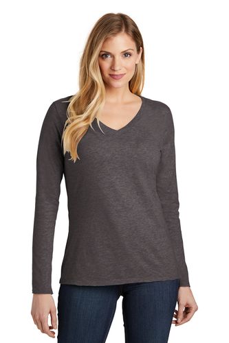 District Women's Long Sleeve V-Neck Tee - Embroidered Logo image thumbnail