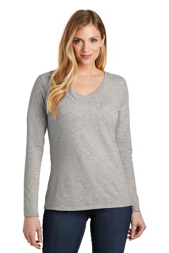 District Women's Long Sleeve V-Neck Tee - Embroidered Logo image thumbnail